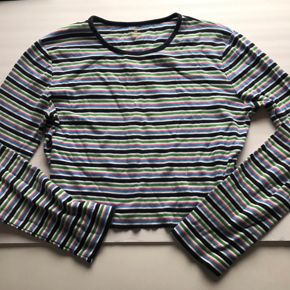 MULTICOLOR STRIPPED VINTAGE CROP TOP